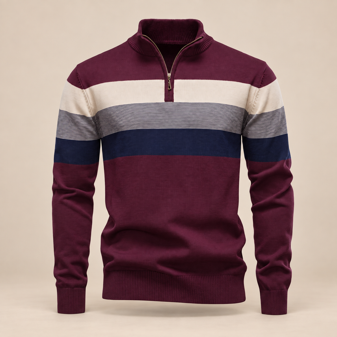 Sweter męski z krótkim zamkiem