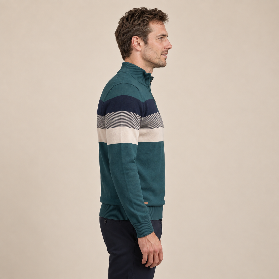 Sweter męski z krótkim zamkiem