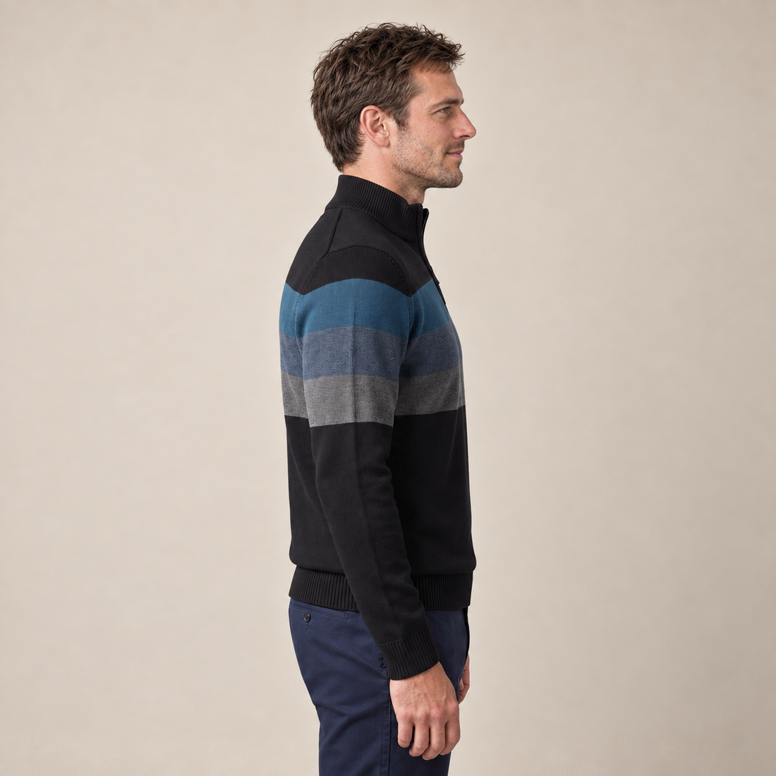 Sweter męski z krótkim zamkiem
