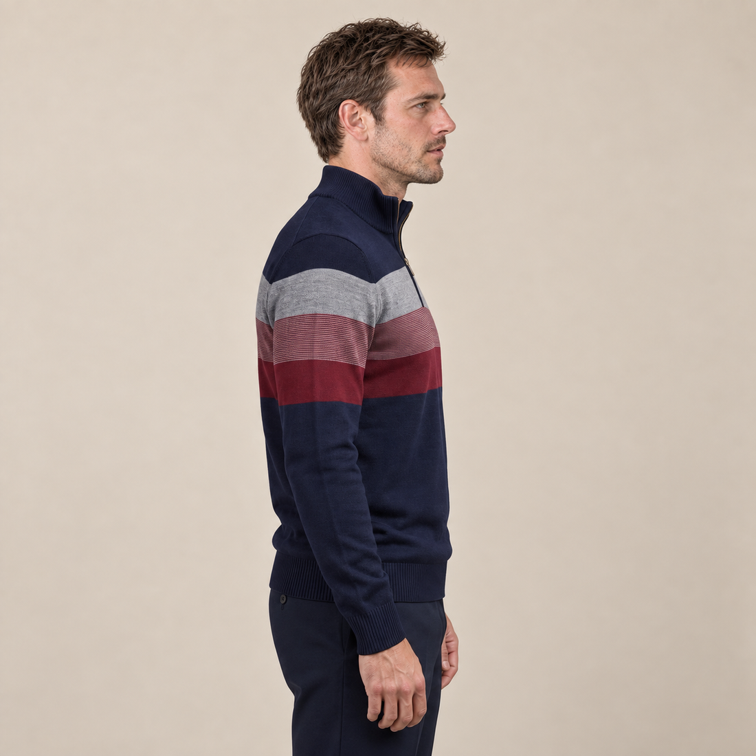 Sweter męski z krótkim zamkiem