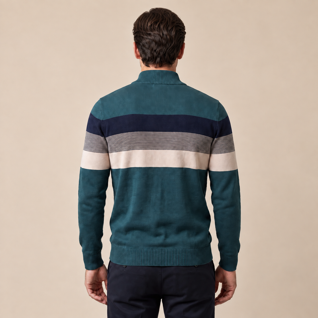 Sweter męski z krótkim zamkiem