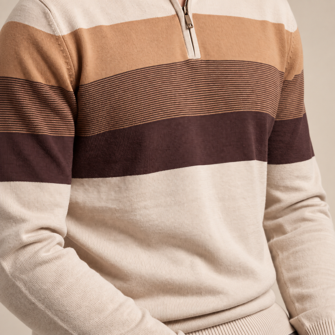 Sweter męski z krótkim zamkiem