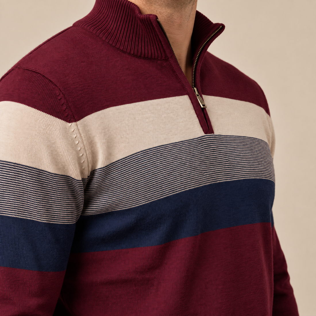 Sweter męski z krótkim zamkiem