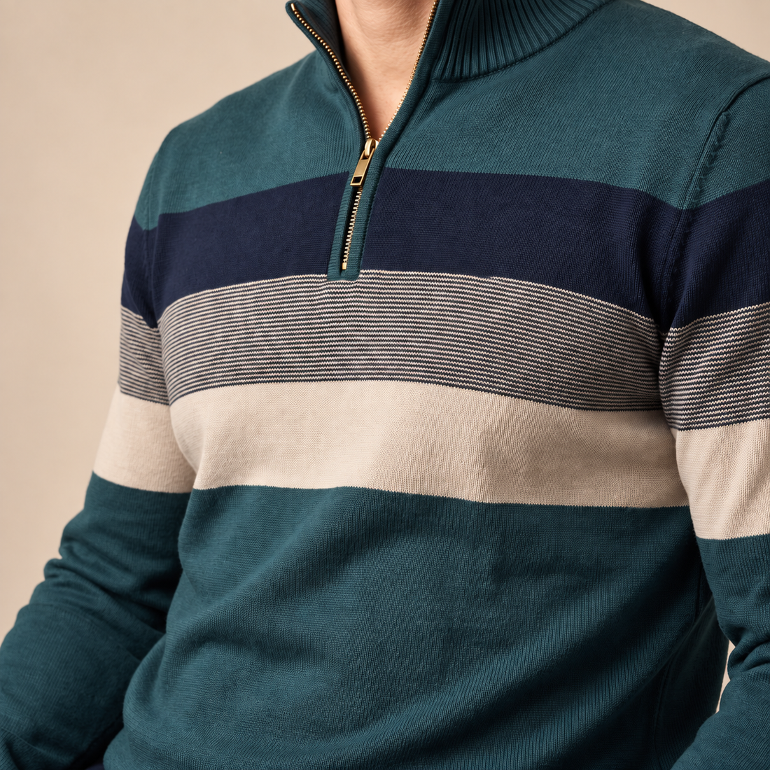 Sweter męski z krótkim zamkiem