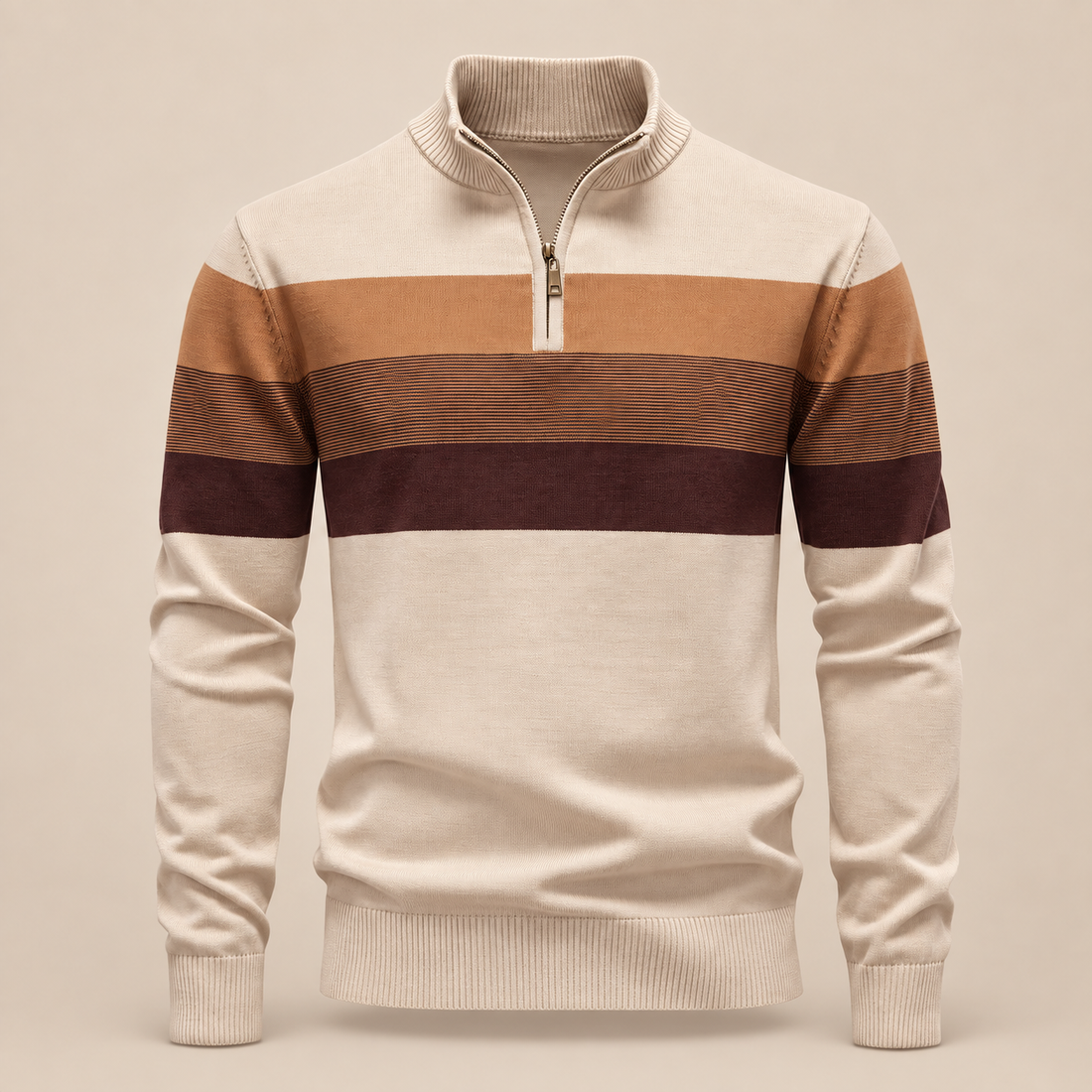 Sweter męski z krótkim zamkiem