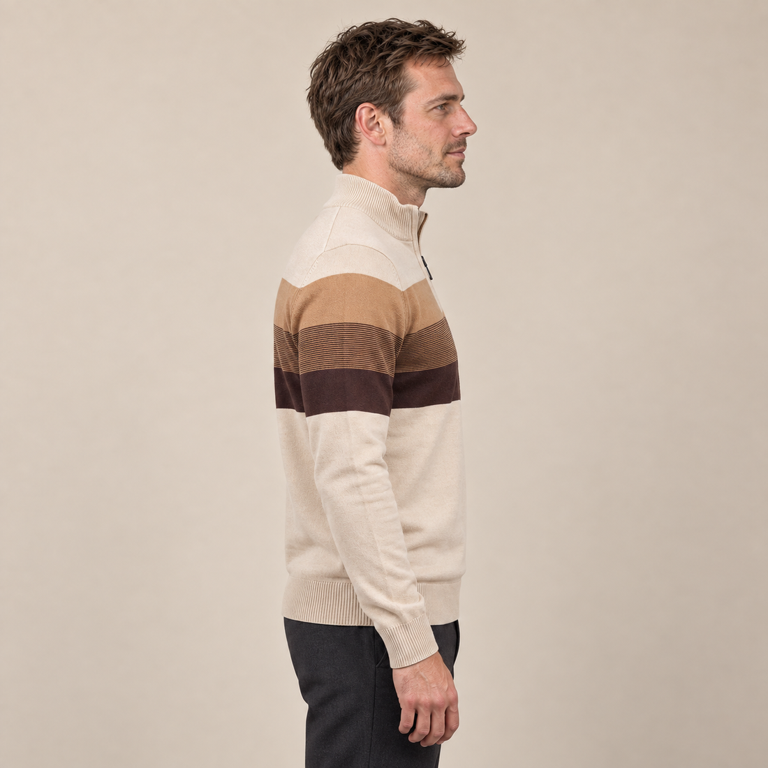 Sweter męski z krótkim zamkiem