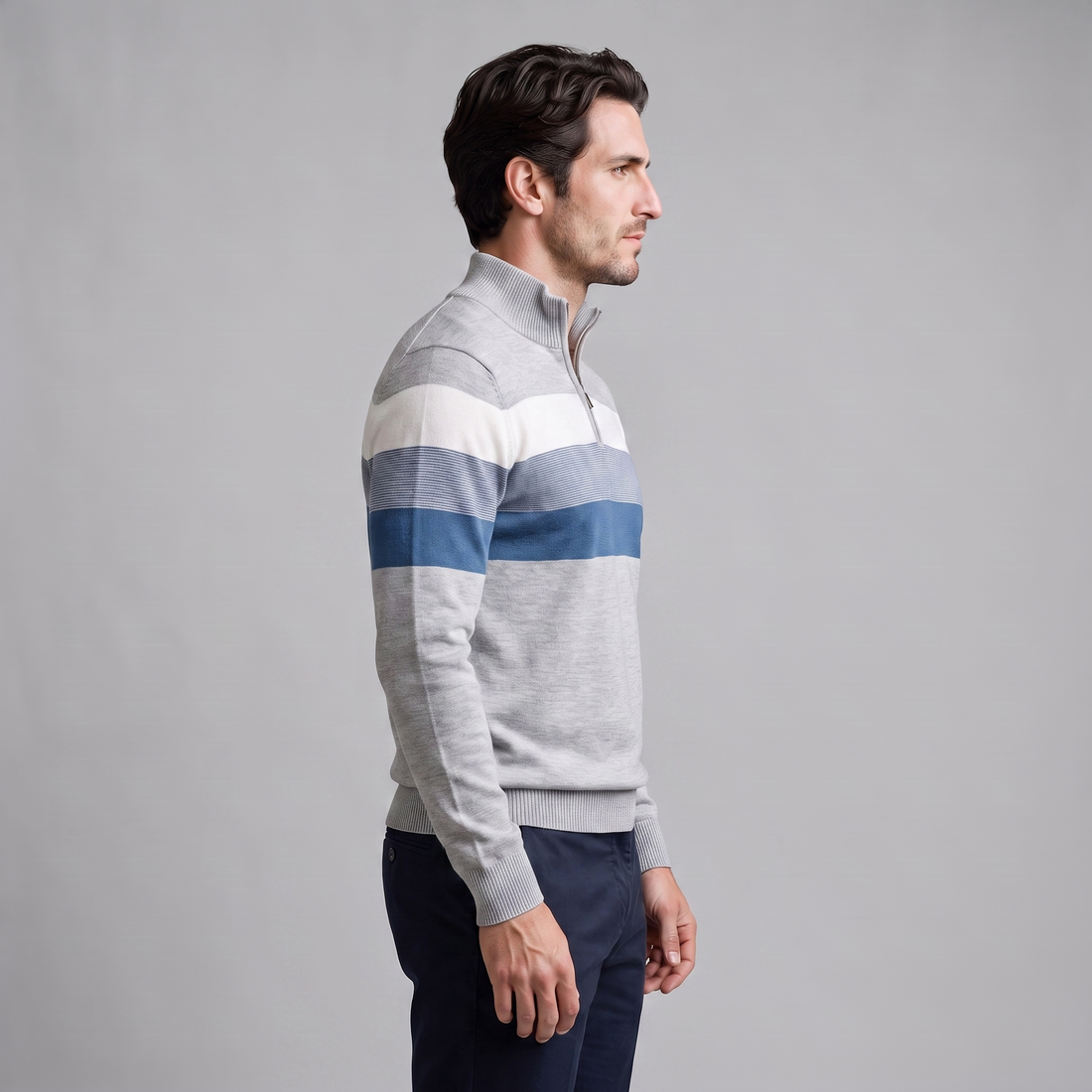 Sweter męski z krótkim zamkiem