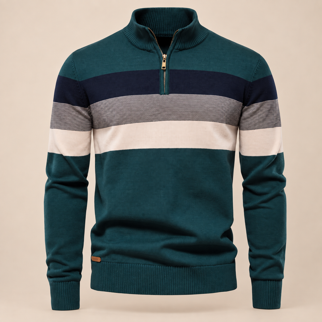 Sweter męski z krótkim zamkiem
