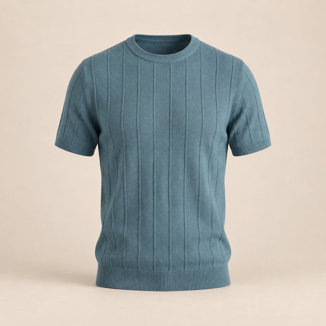 T-shirt męski z prążkowanej dzianiny