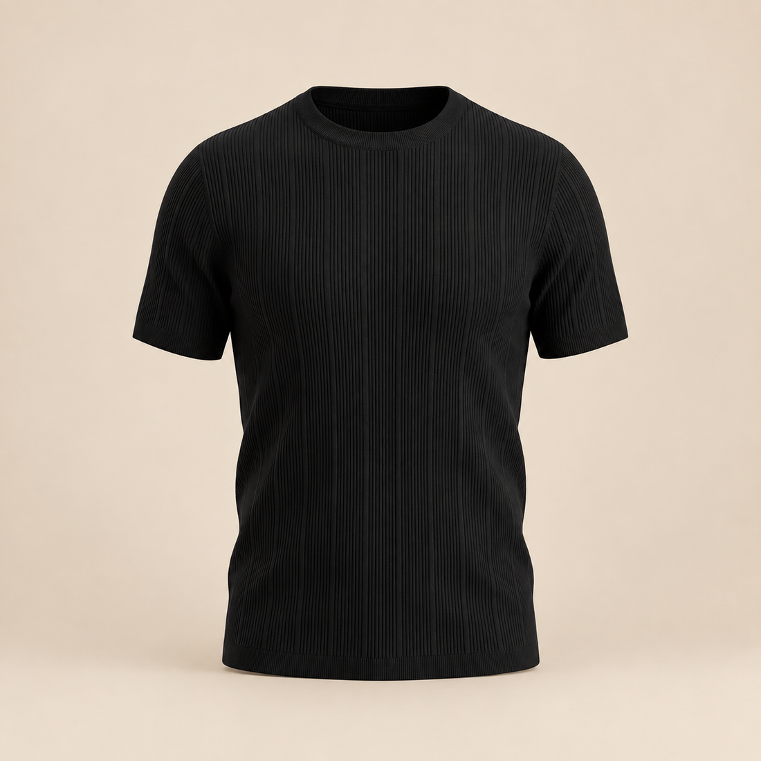 T-shirt męski z prążkowanej dzianiny