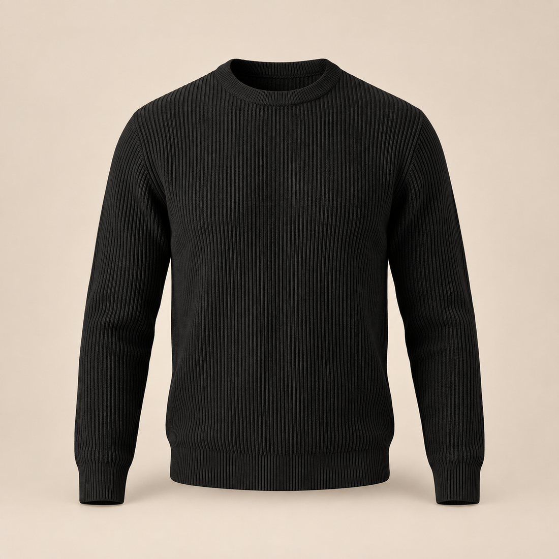 Sweter męski bawełniany prążkowany z okrągłym dekoltem