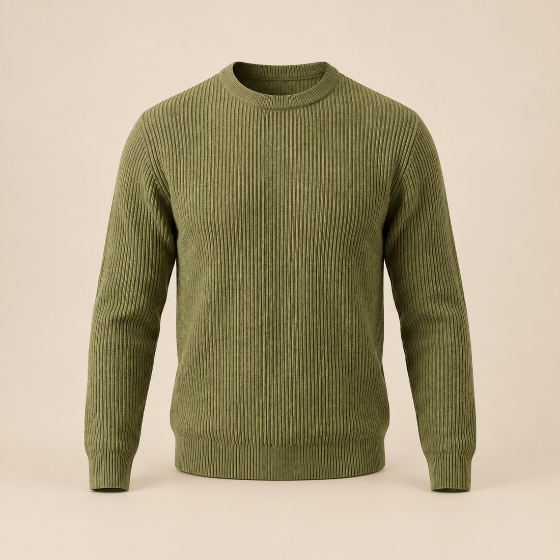Sweter męski bawełniany prążkowany z okrągłym dekoltem
