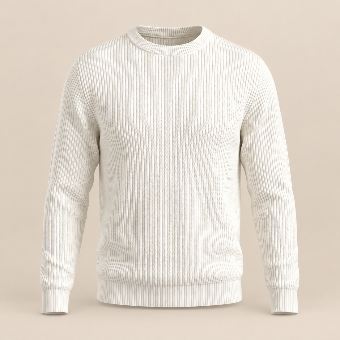 Sweter męski bawełniany prążkowany z okrągłym dekoltem