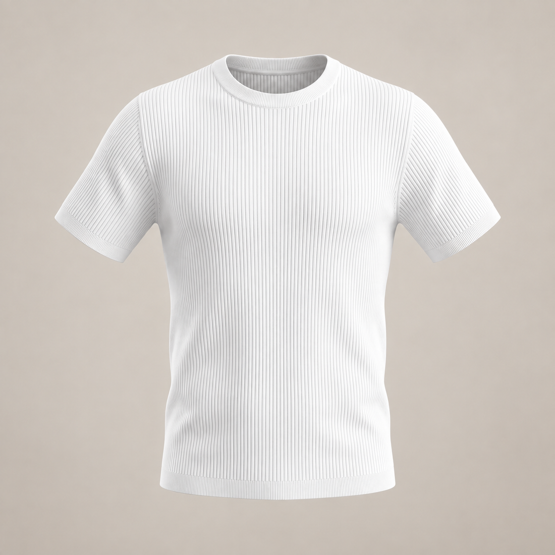 T-shirt męski prążkowany z okrągłym dekoltem