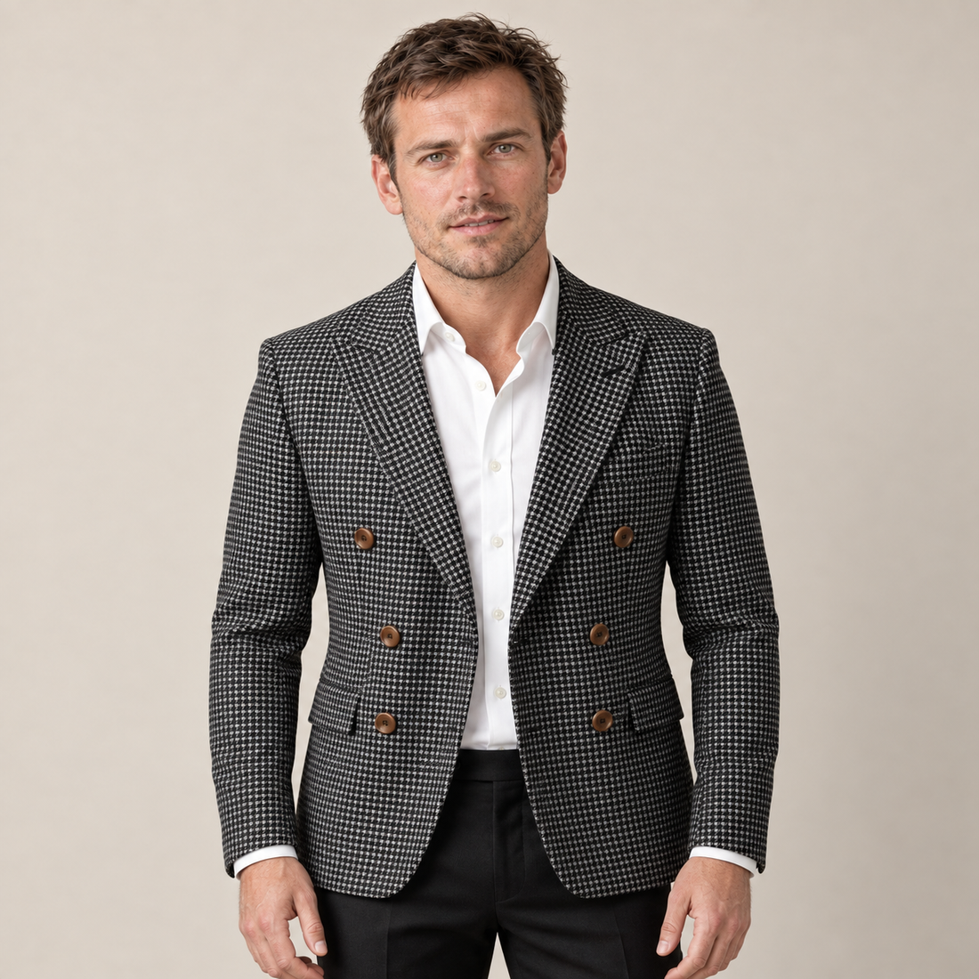 Marynarka męska dwurzędowa slim fit