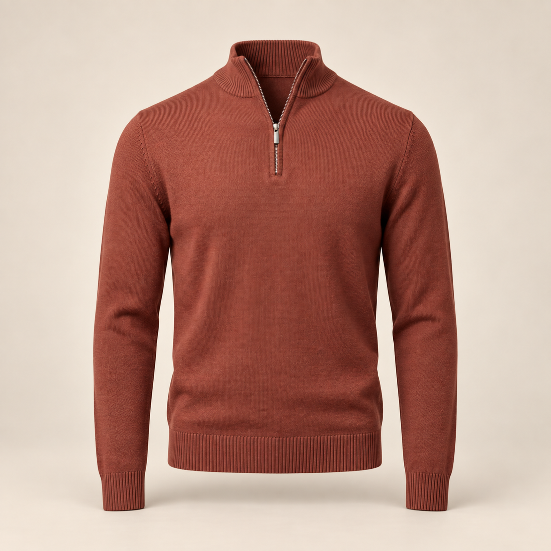 Sweter męski slim fit z krótkim zamkiem