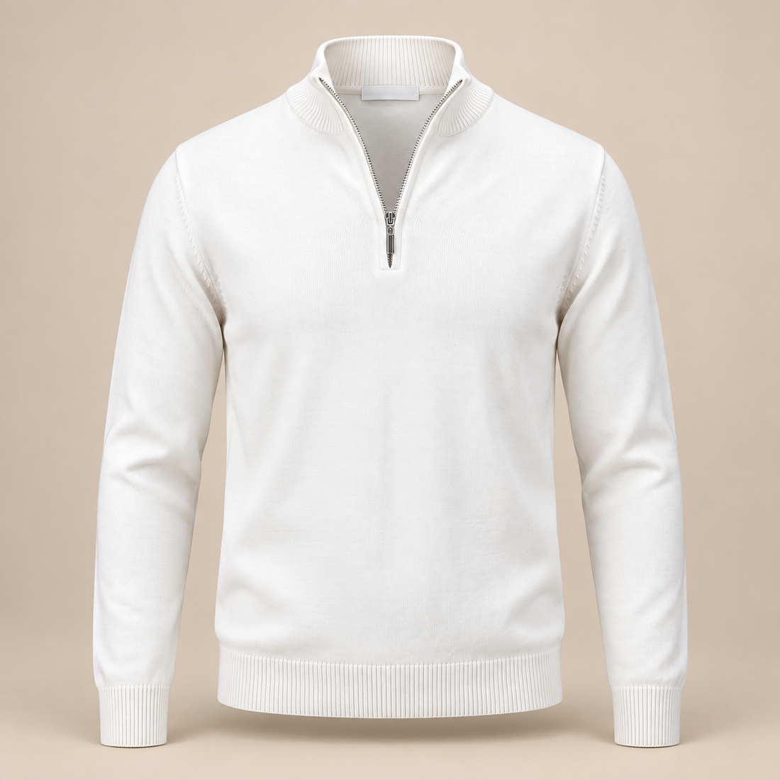 Sweter męski slim fit z krótkim zamkiem