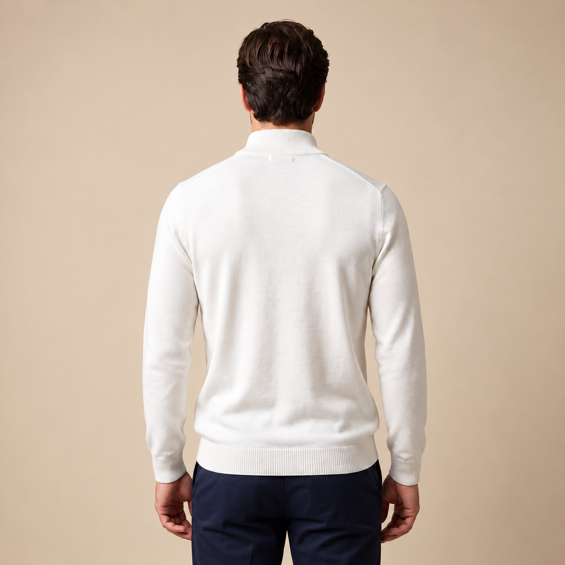 Sweter męski slim fit z krótkim zamkiem