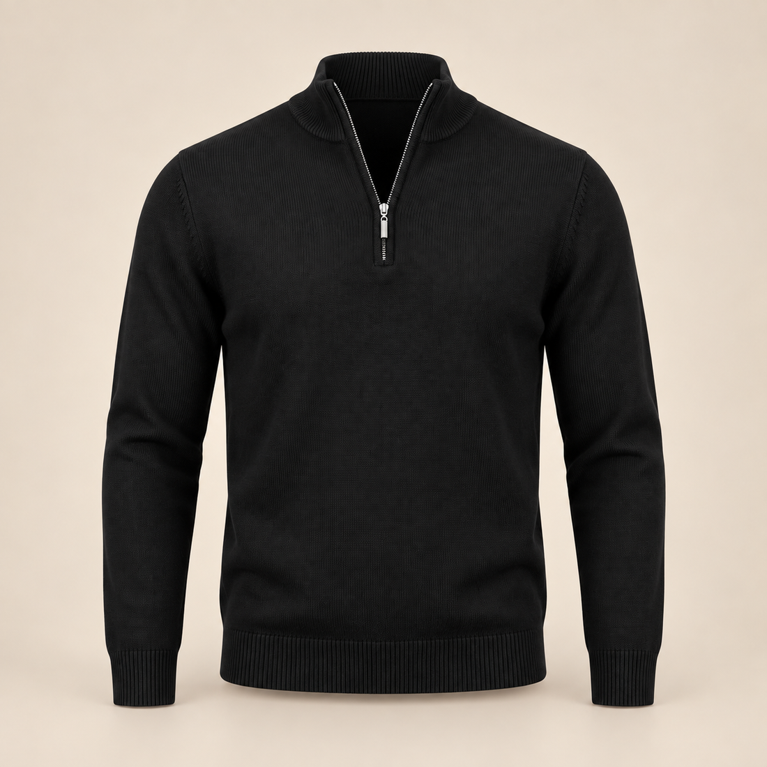 Sweter męski slim fit z krótkim zamkiem
