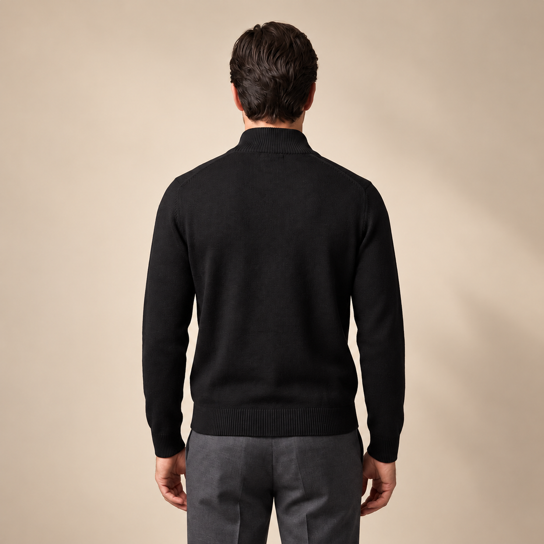 Sweter męski slim fit z krótkim zamkiem
