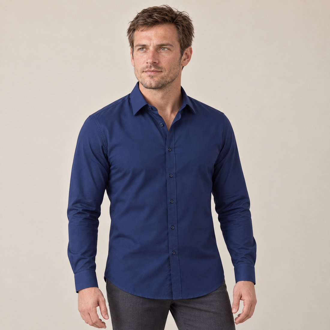 Koszula męska wizytowa slim fit z klasycznym kołnierzykiem