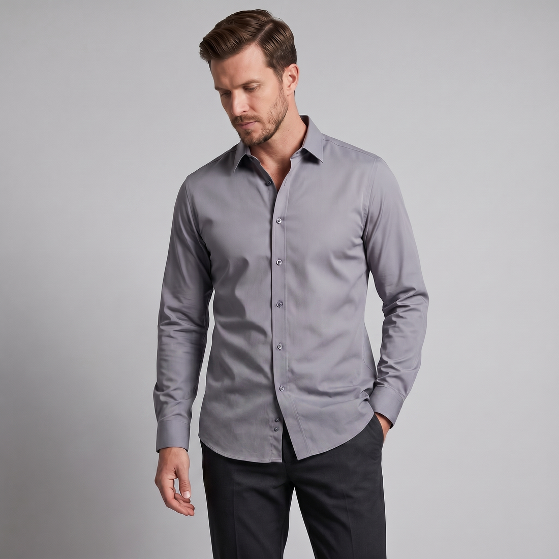 Koszula męska wizytowa slim fit z klasycznym kołnierzykiem