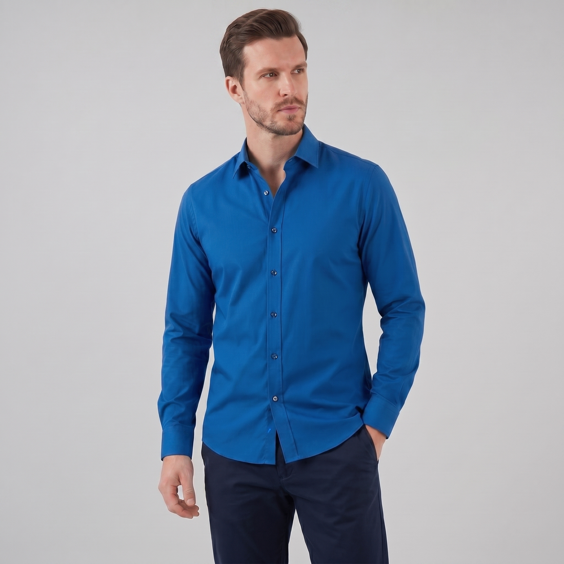 Koszula męska wizytowa slim fit z klasycznym kołnierzykiem