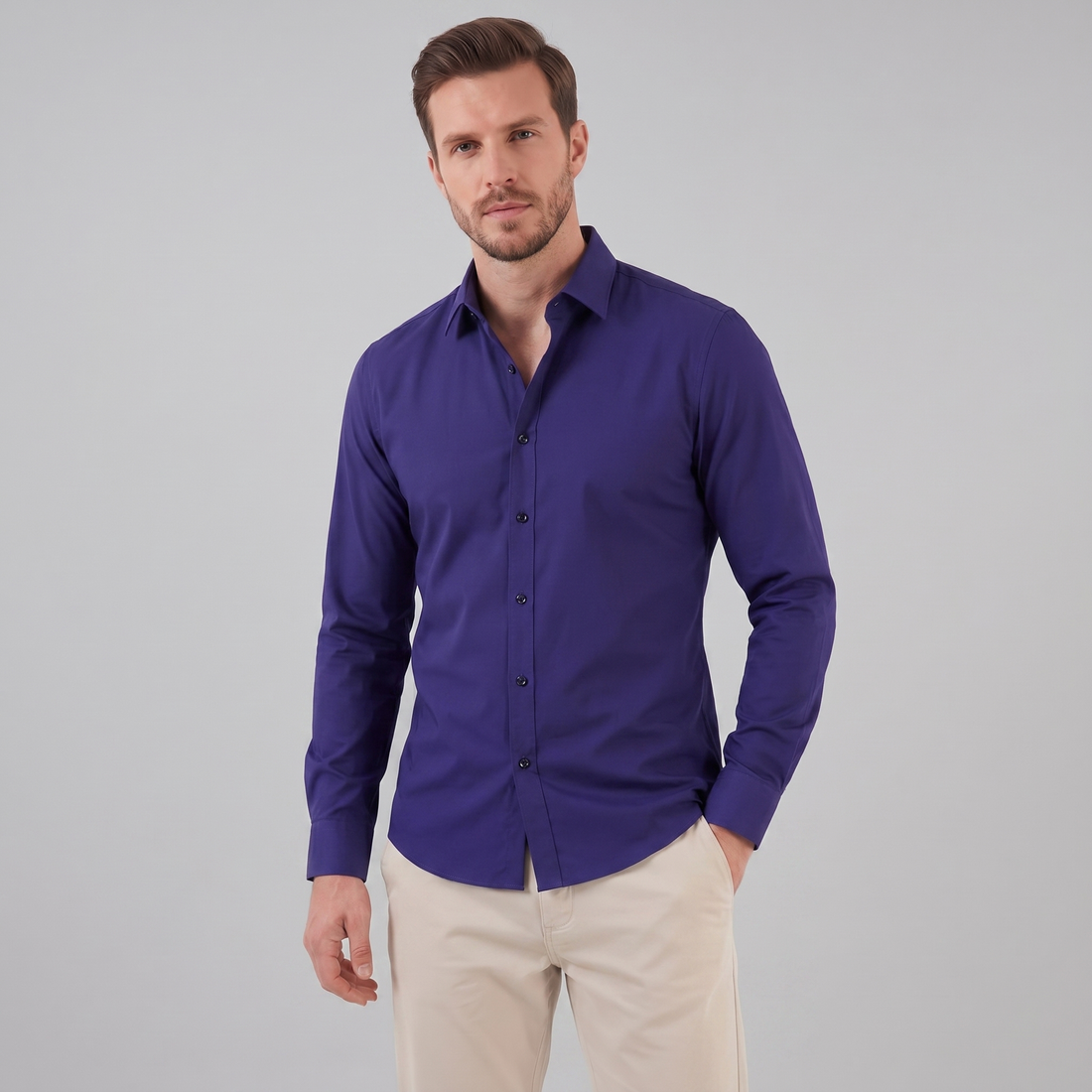 Koszula męska wizytowa slim fit z klasycznym kołnierzykiem
