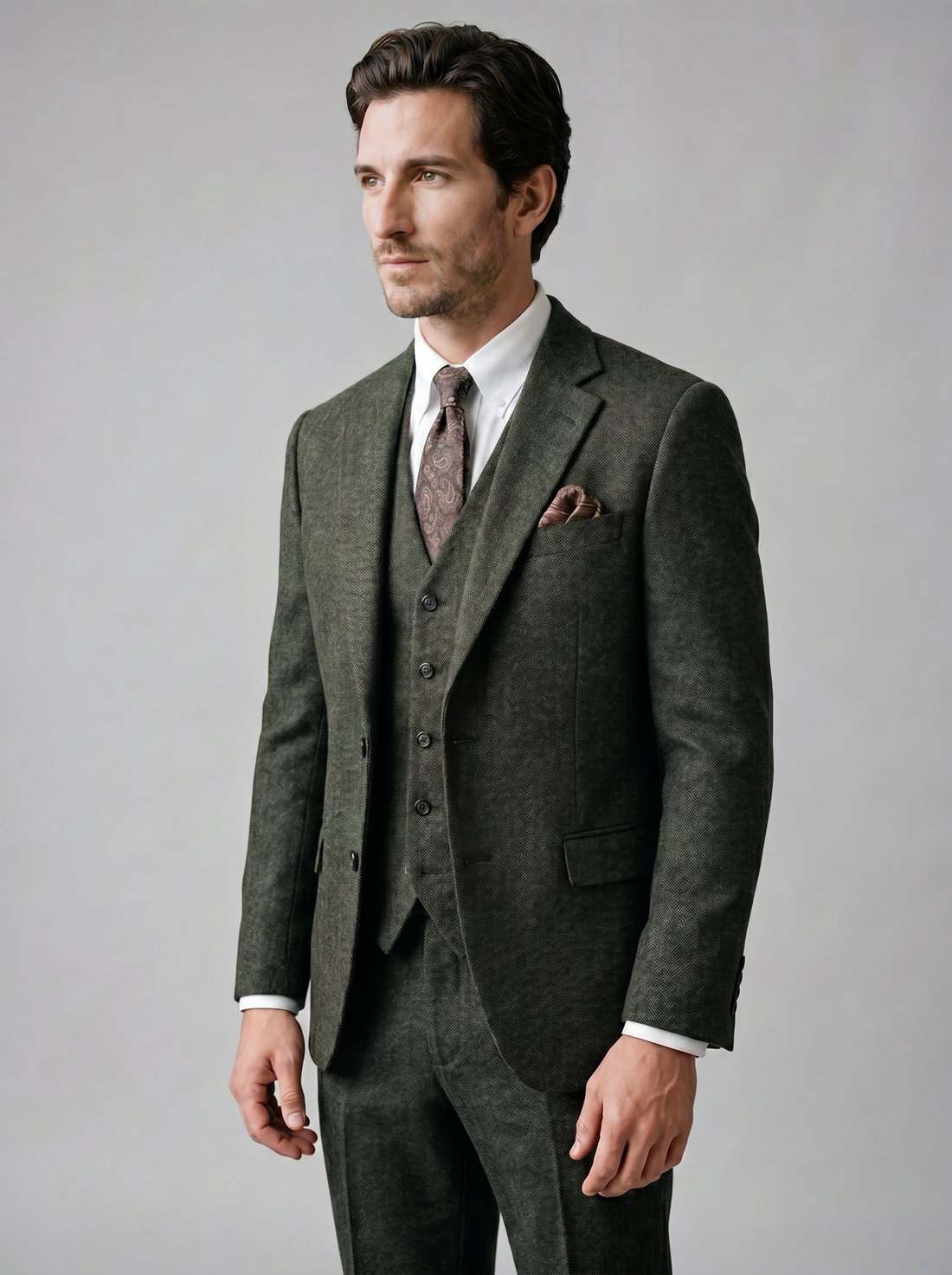 Garnitur męski trzyczęściowy slim fit z kamizelką na wesele