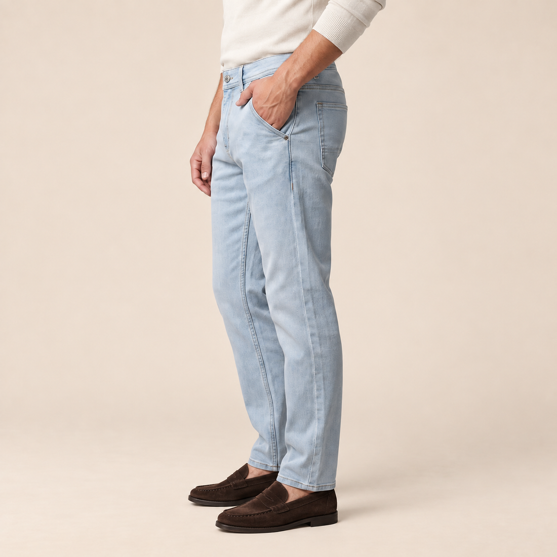 Jeansy męskie slim fit z efektem sprania