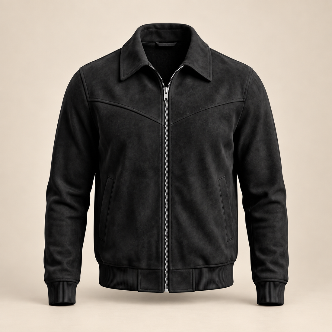 Zamszowa kurtka męska Harrington typu bomber