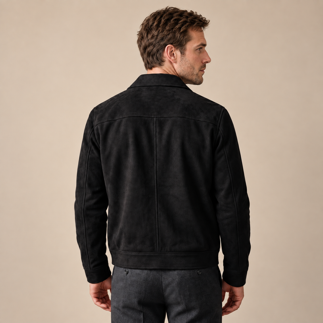 Zamszowa kurtka męska Harrington typu bomber