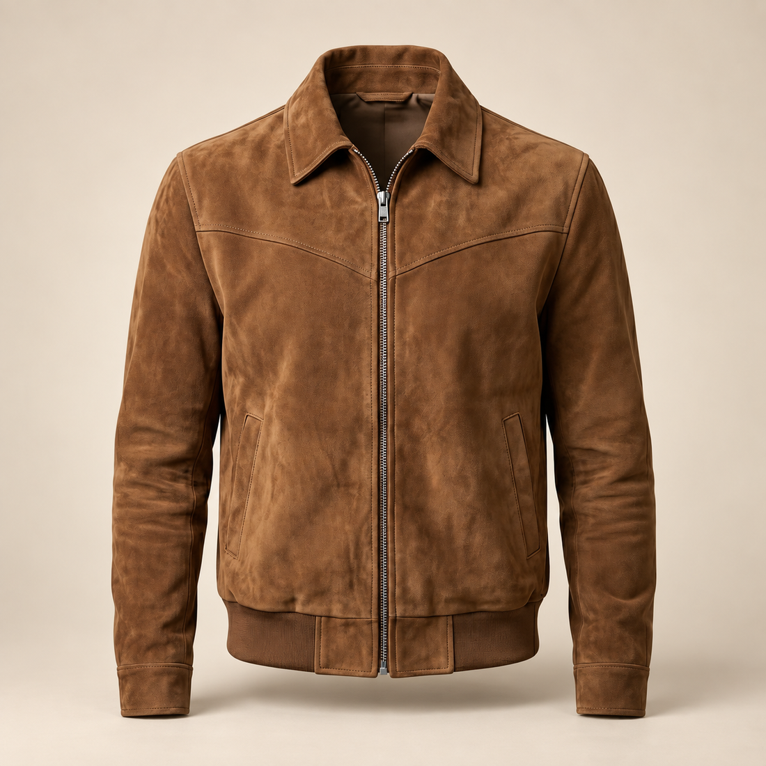 Zamszowa kurtka męska Harrington typu bomber