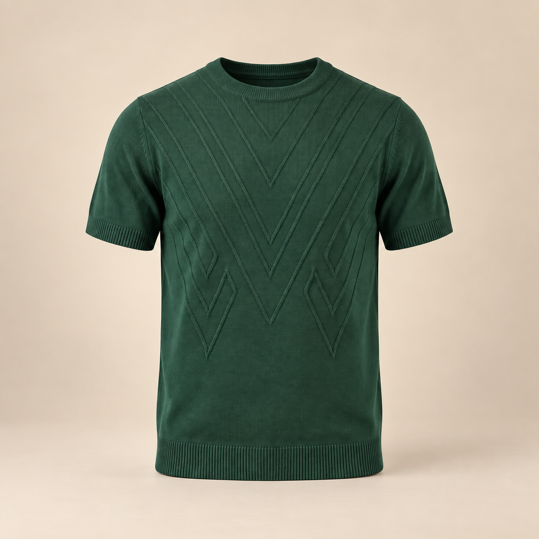 Fakturowany T-shirt męski z dzianiny
