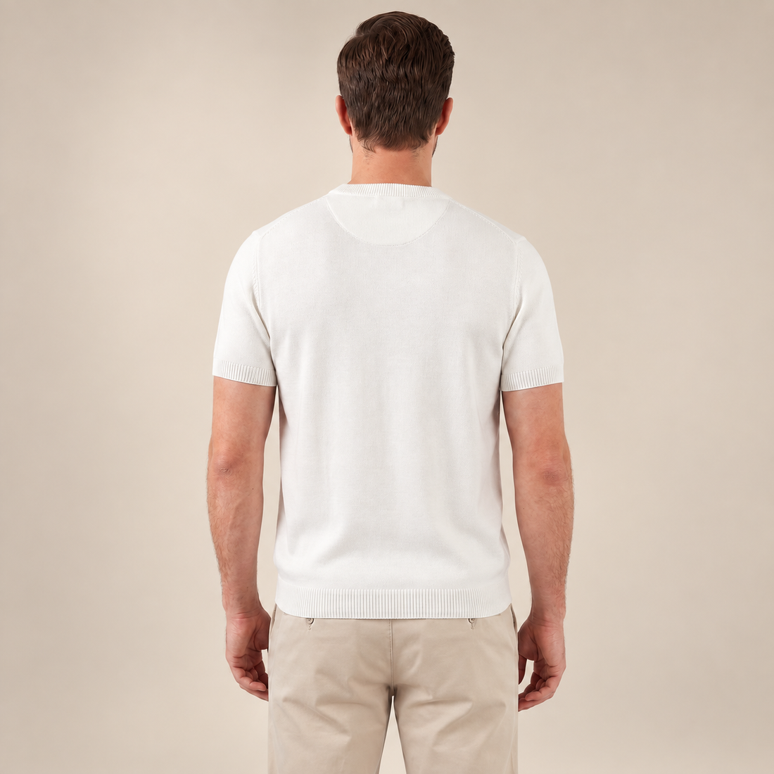 Fakturowany T-shirt męski z dzianiny