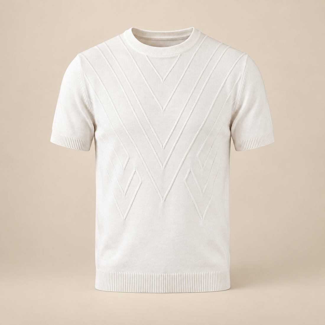 Fakturowany T-shirt męski z dzianiny