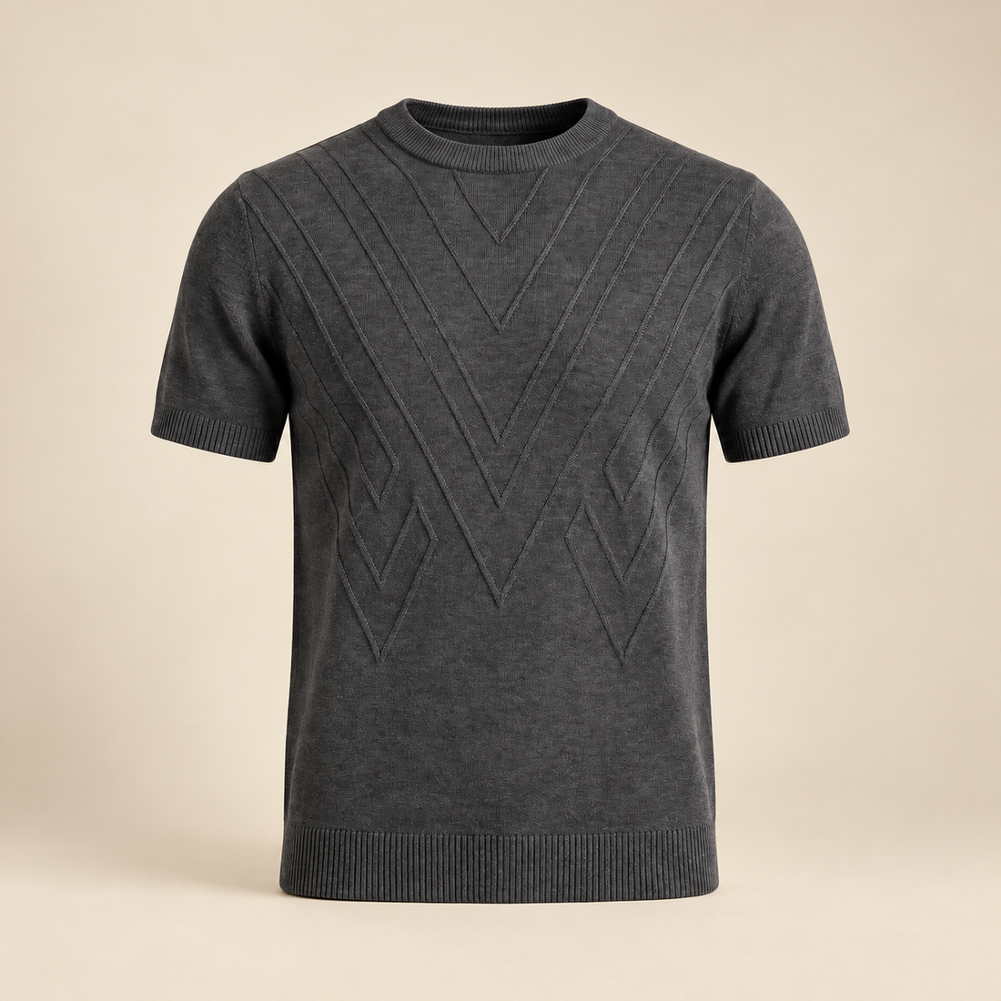 Fakturowany T-shirt męski z dzianiny