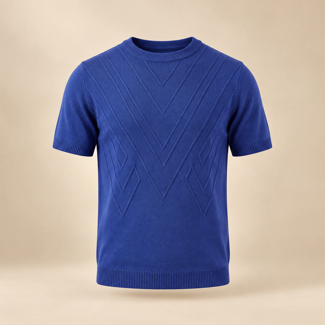 Fakturowany T-shirt męski z dzianiny