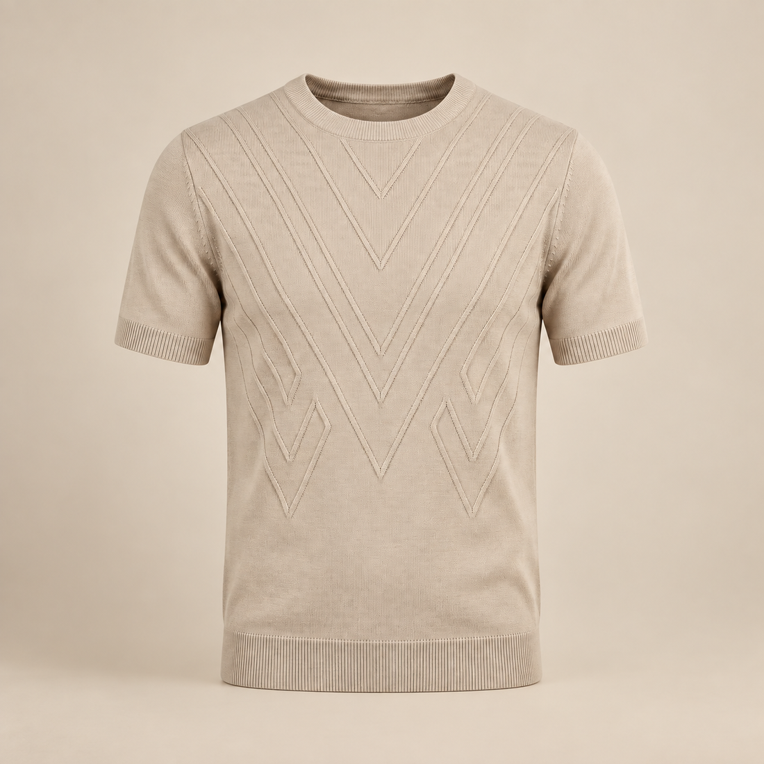 Fakturowany T-shirt męski z dzianiny