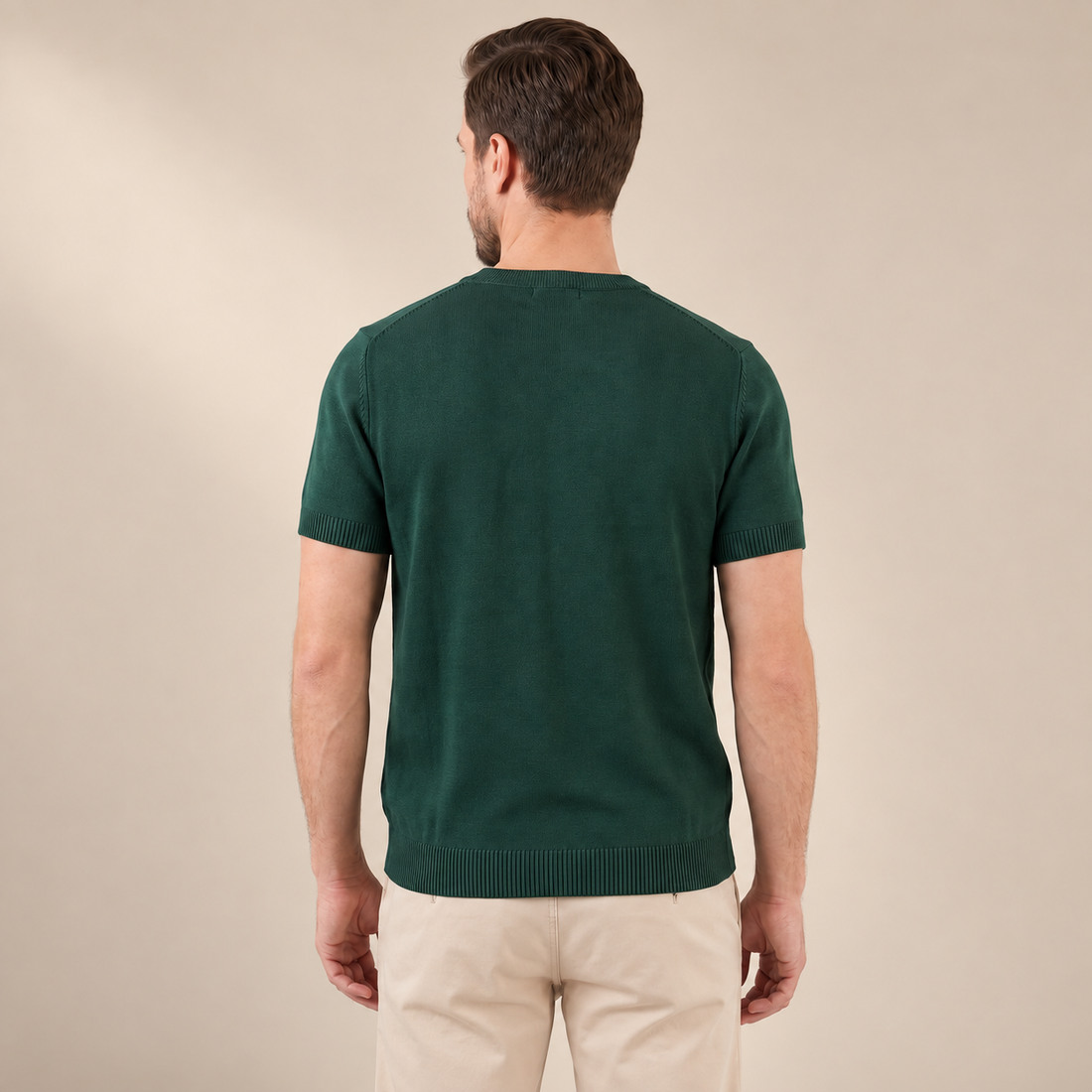 Fakturowany T-shirt męski z dzianiny