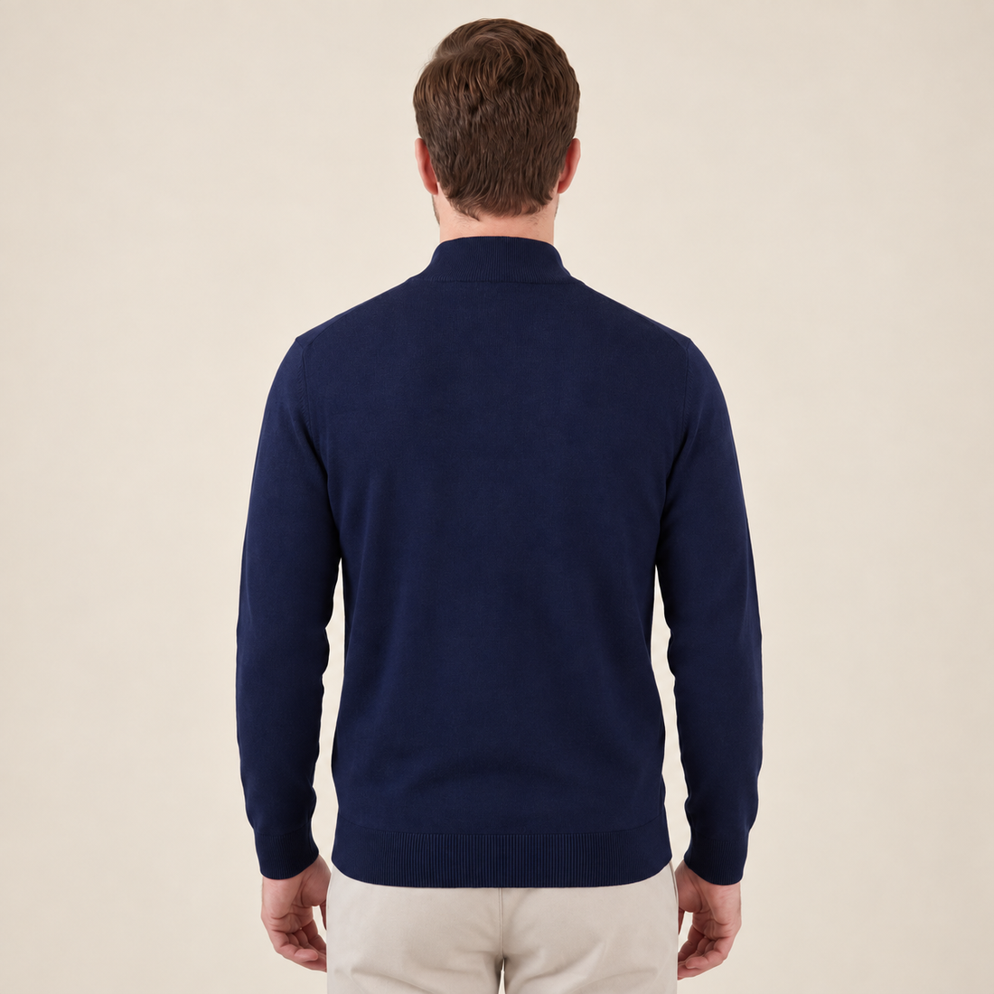 Granatowy sweter męski z krótkim zamkiem