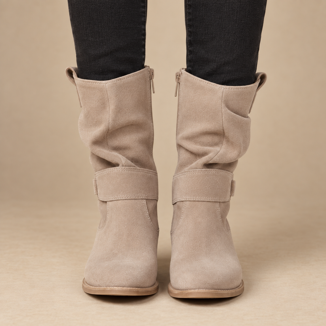 Buty damskie na zamek z antypoślizgową podeszwą
