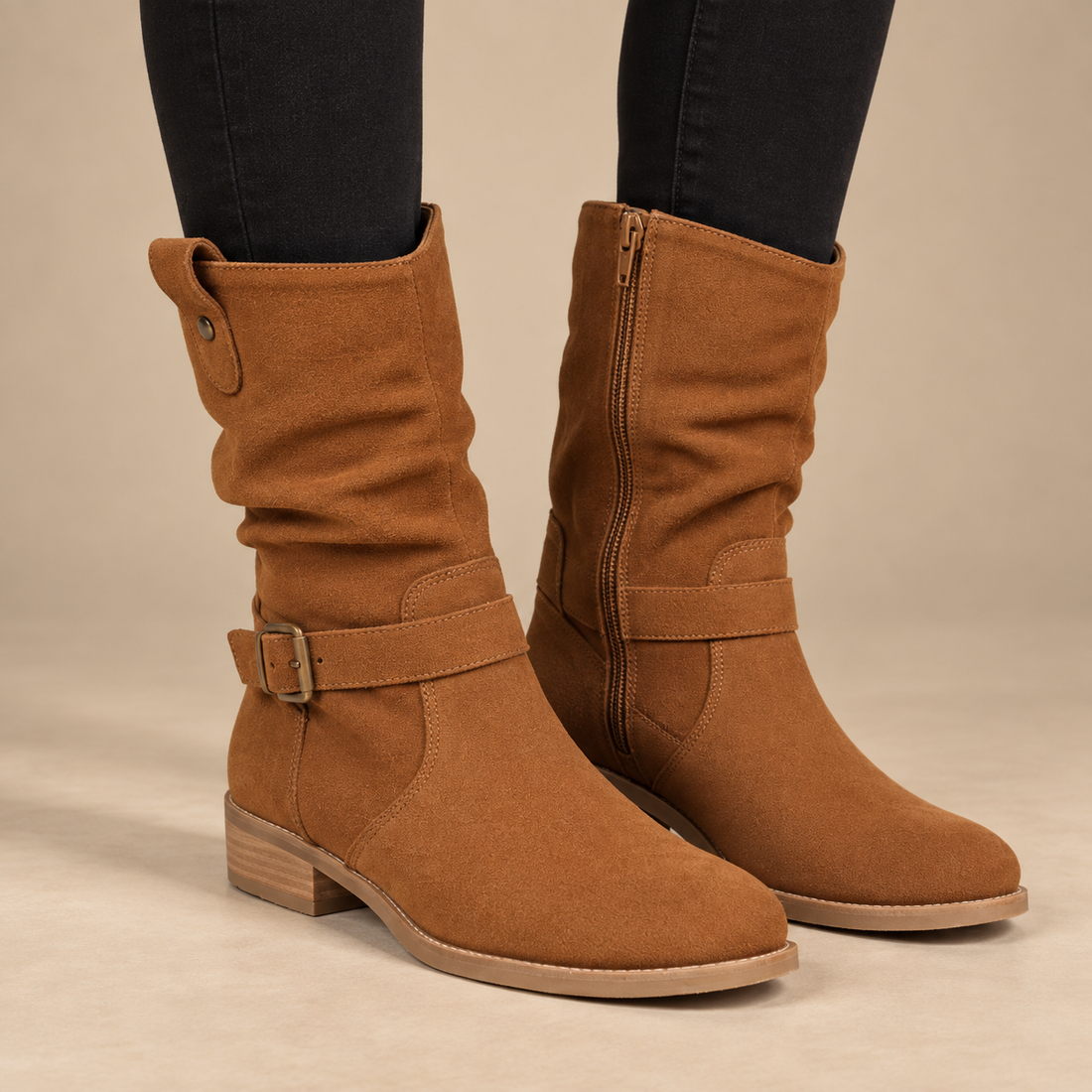 Buty damskie na zamek z antypoślizgową podeszwą