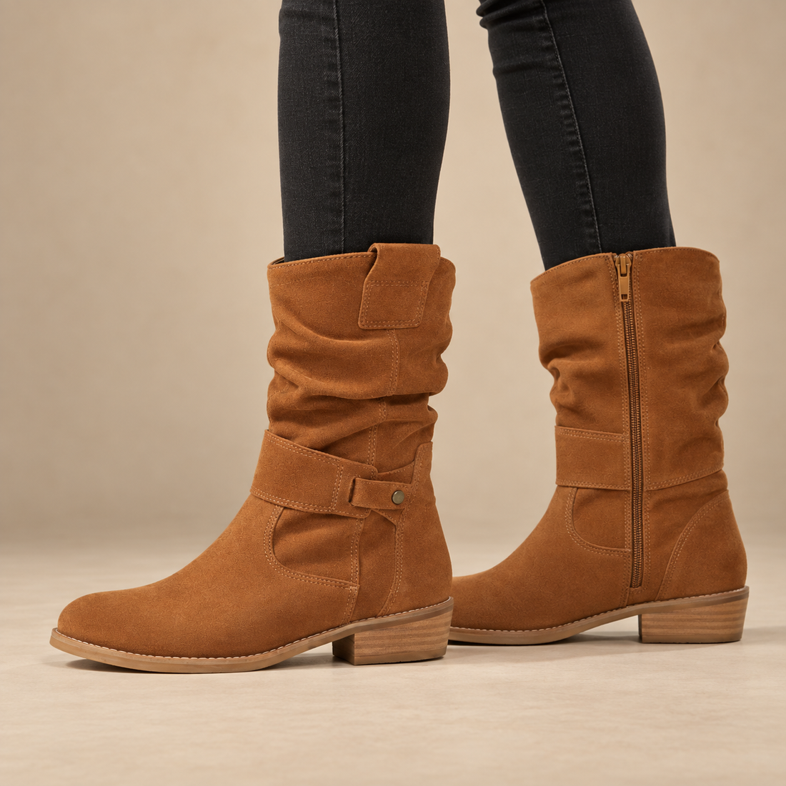 Buty damskie na zamek z antypoślizgową podeszwą