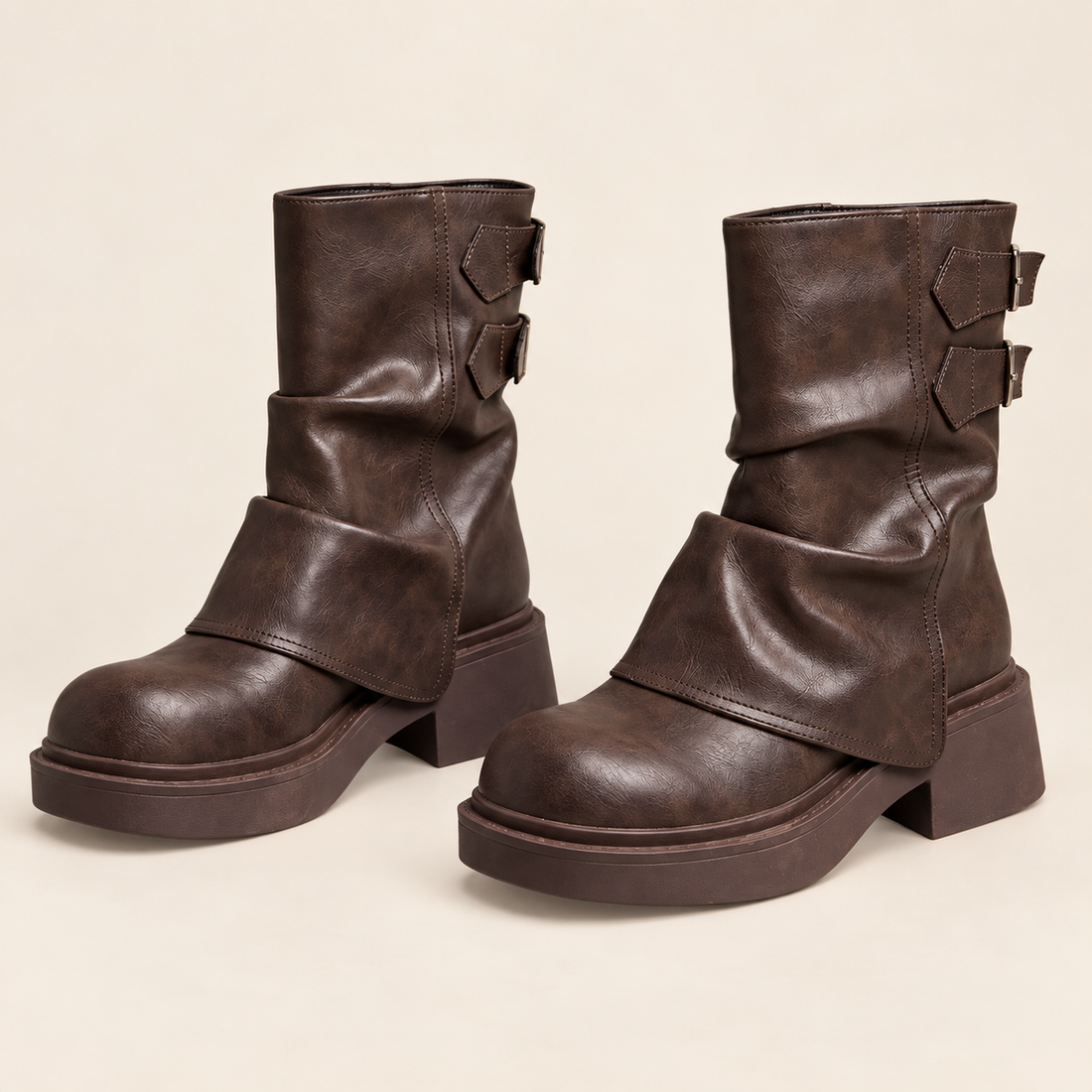 Jesienne buty damskie ze sprzączkami z boku