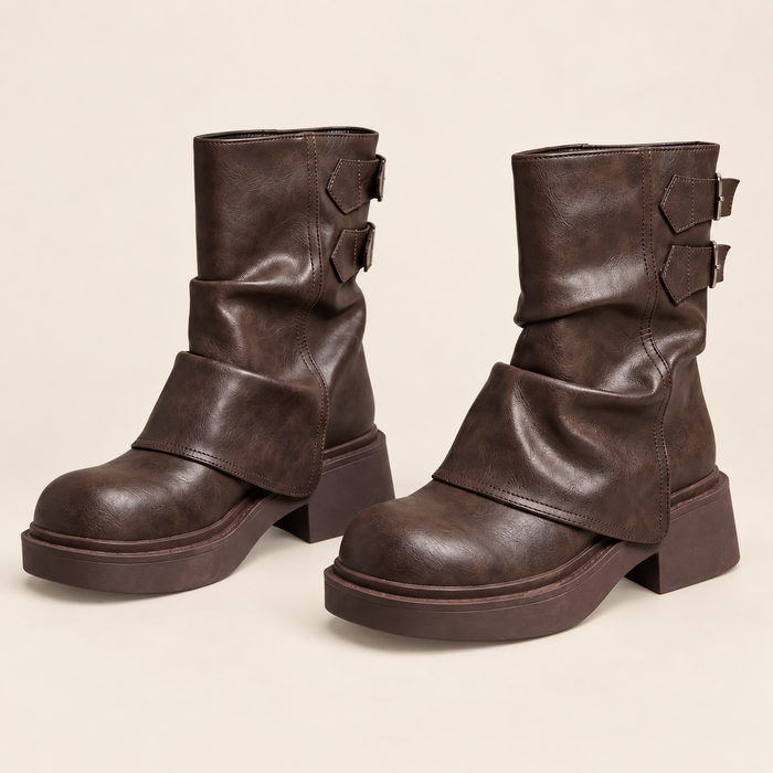 Jesienne buty damskie ze sprzączkami z boku