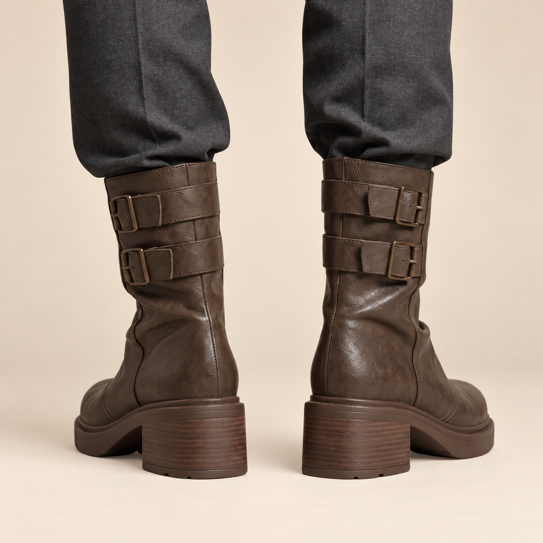 Jesienne buty damskie ze sprzączkami z boku