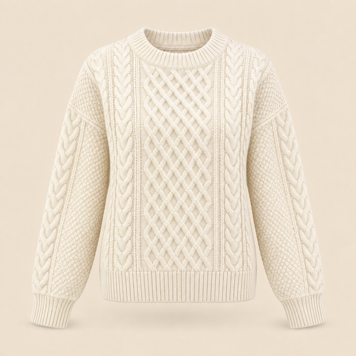 Sweter damski z okrągłym dekoltem i prążkowanym dołem