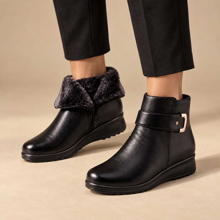 Skórzane buty damskie z anatomiczną podeszwą i usztywnioną cholewką