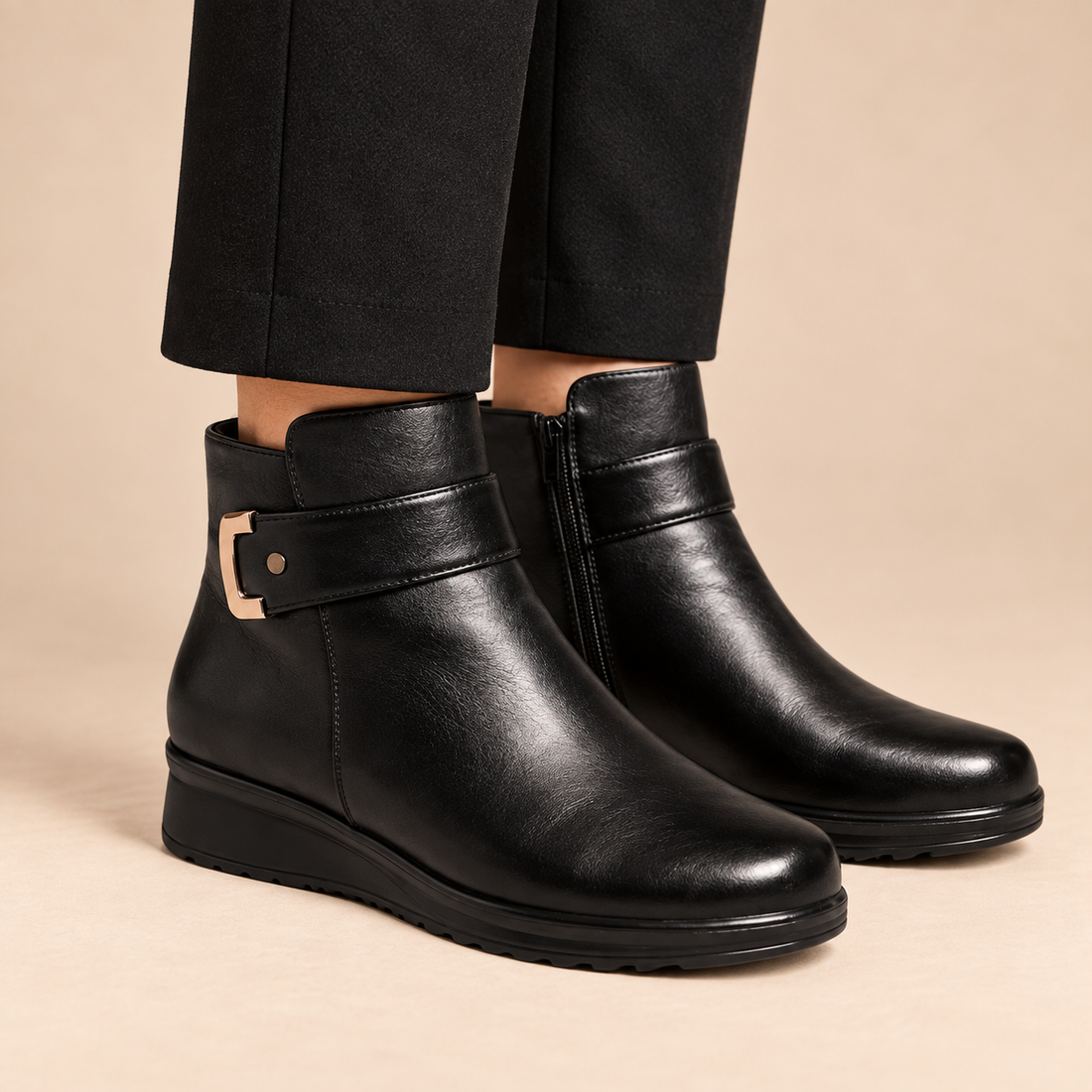 Skórzane buty damskie z anatomiczną podeszwą i usztywnioną cholewką